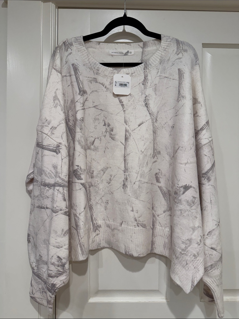 Altar'd State Cream Camo Crewneck Sweater